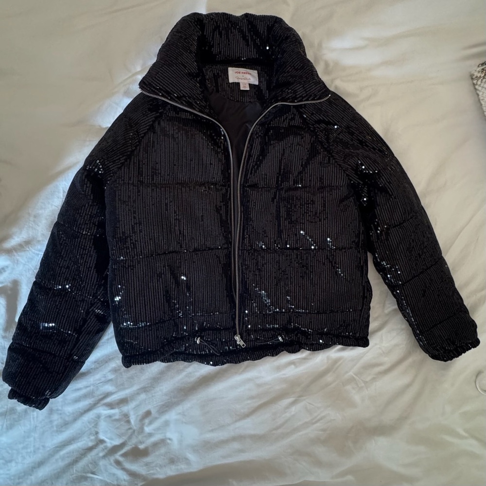 Joe Fresh Black Sequin Quilted Jacket